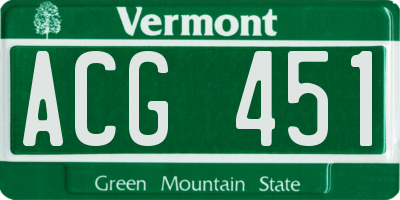 VT license plate ACG451