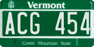 VT license plate ACG454