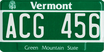 VT license plate ACG456
