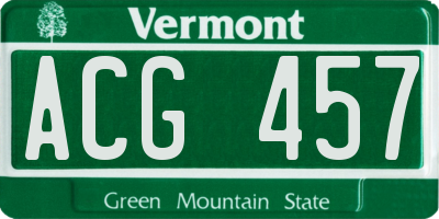 VT license plate ACG457