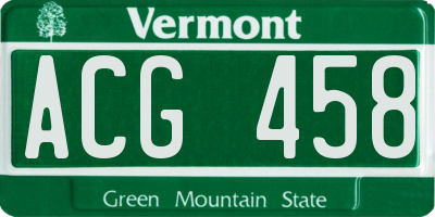 VT license plate ACG458