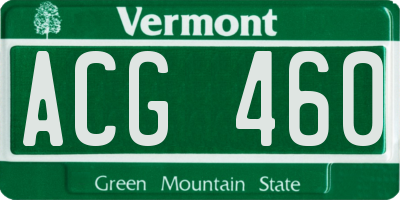 VT license plate ACG460