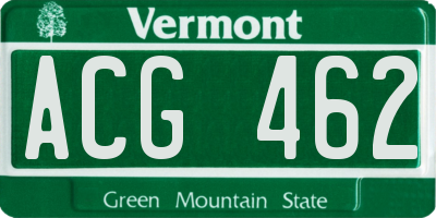 VT license plate ACG462