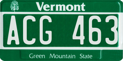 VT license plate ACG463