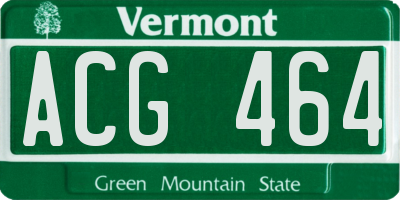VT license plate ACG464