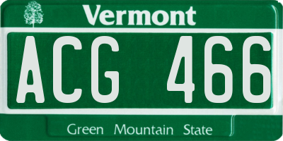 VT license plate ACG466