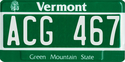 VT license plate ACG467