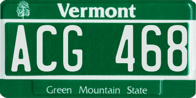 VT license plate ACG468