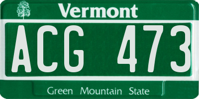 VT license plate ACG473