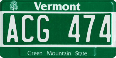 VT license plate ACG474