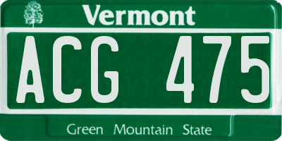 VT license plate ACG475