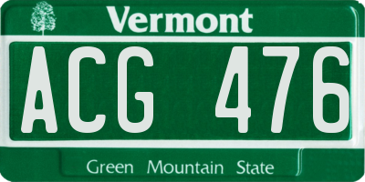 VT license plate ACG476