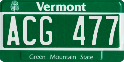 VT license plate ACG477