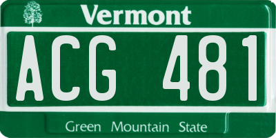VT license plate ACG481