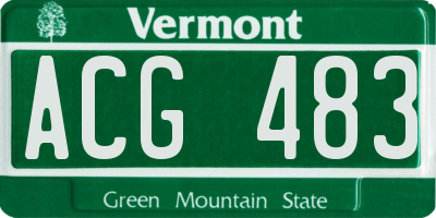 VT license plate ACG483