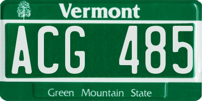 VT license plate ACG485