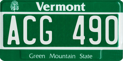 VT license plate ACG490