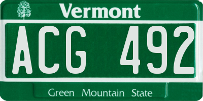 VT license plate ACG492