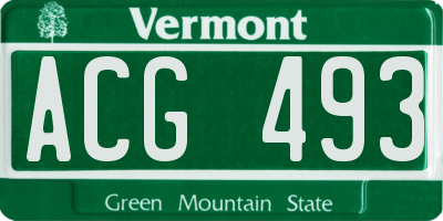 VT license plate ACG493
