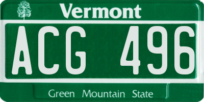 VT license plate ACG496