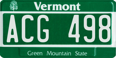 VT license plate ACG498