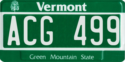 VT license plate ACG499