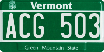 VT license plate ACG503