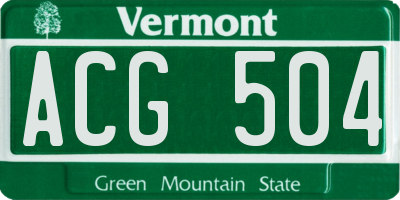 VT license plate ACG504