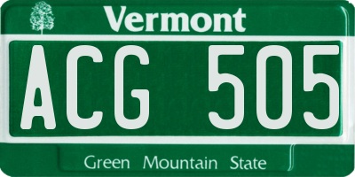 VT license plate ACG505