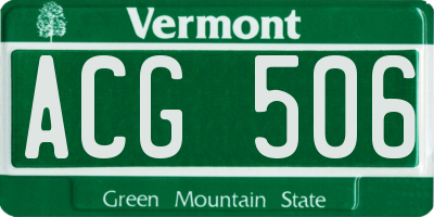VT license plate ACG506