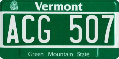 VT license plate ACG507