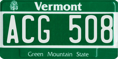 VT license plate ACG508