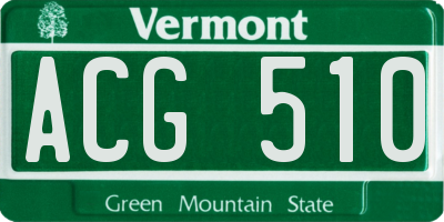 VT license plate ACG510