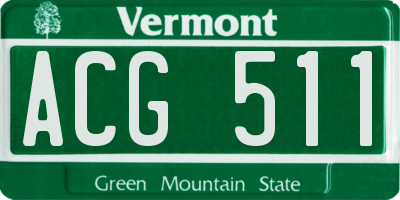 VT license plate ACG511