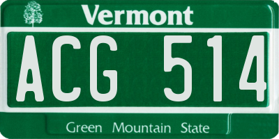 VT license plate ACG514