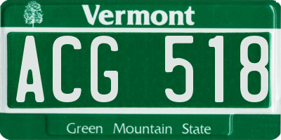 VT license plate ACG518
