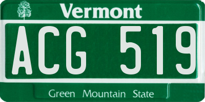 VT license plate ACG519