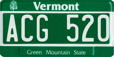VT license plate ACG520