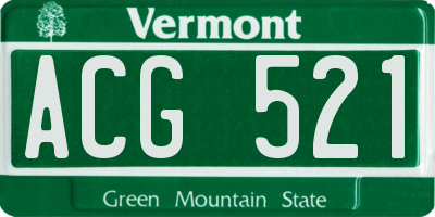 VT license plate ACG521