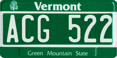 VT license plate ACG522