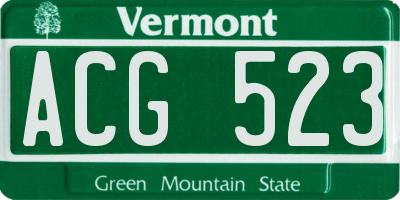 VT license plate ACG523