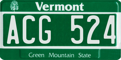 VT license plate ACG524