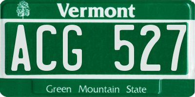 VT license plate ACG527