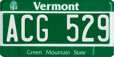 VT license plate ACG529