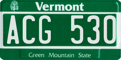 VT license plate ACG530