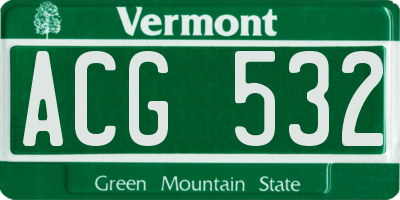VT license plate ACG532