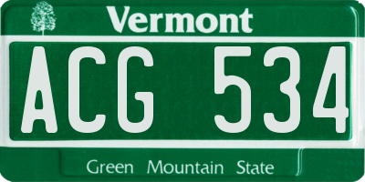VT license plate ACG534