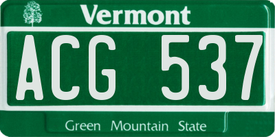 VT license plate ACG537
