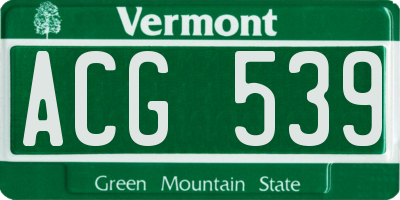 VT license plate ACG539