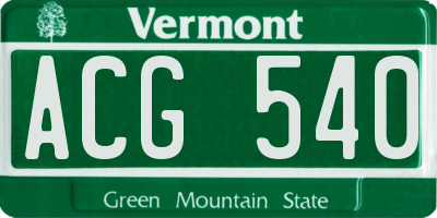 VT license plate ACG540
